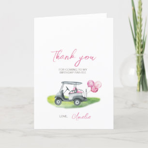 Pink Golf Folded Thank You Card