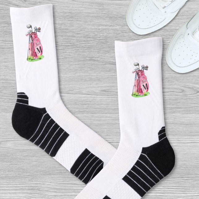 Pink Golf Initial Monogram Socks (Pink Golf Initial Monogram Socks)