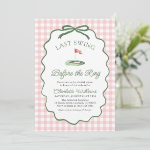 Pink Golf Last Swing Before the Ring Bridal Shower Invitation
