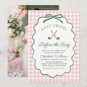 Pink Golf Last Swing Before the Ring Bridal Shower Invitation