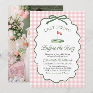 Pink Golf Last Swing Before the Ring Bridal Shower Invitation