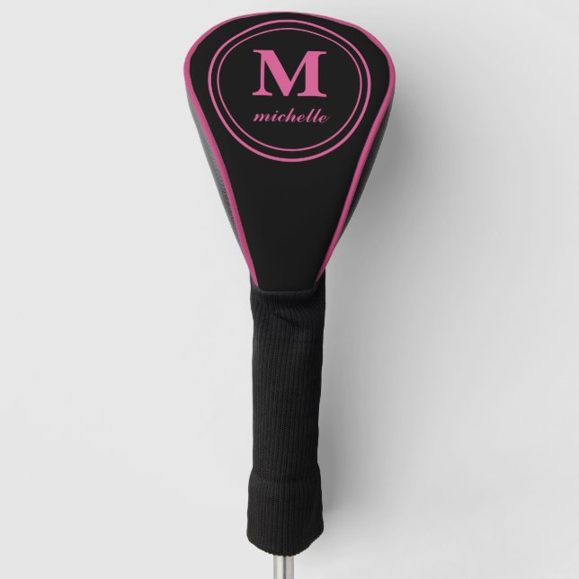 Pink | Golf | personalised NAME monogram Head Cover (Front)