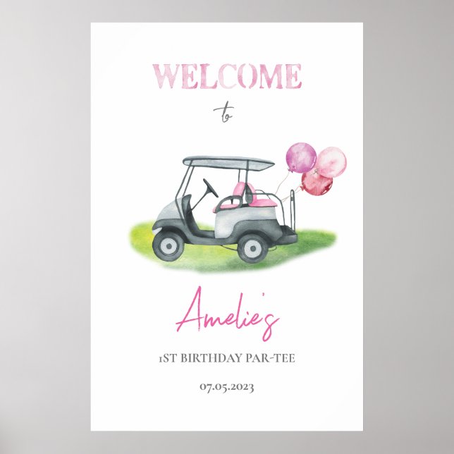 Pink Golf Theme Welcome Poster (Front)