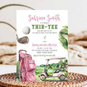 Pink Golf Thir-Tee Birthday Invitation