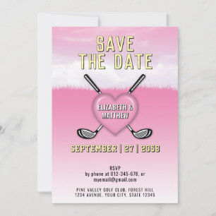 Pink Golf Wedding Invitation Design