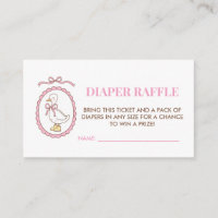 Pink Goose Baby Shower Diaper Raffle Card