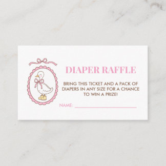 Pink Goose Baby Shower Diaper Raffle Card