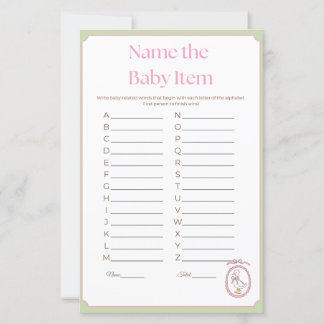 Pink Goose Baby Shower Name That Baby Item Game