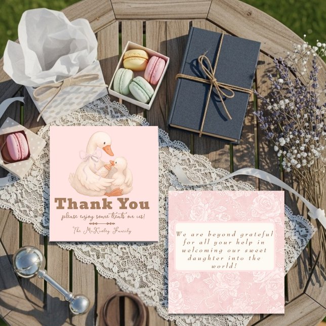 Pink Goose Labor Delivery NICU Hospital Thank You Card (Pink Goose Labor Delivery NICU Hospital Thank Thank You Card)