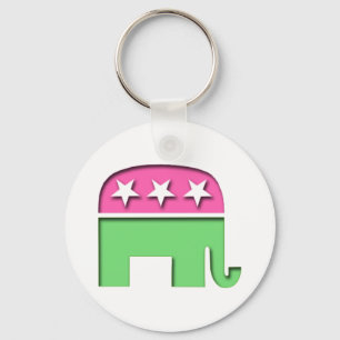 Pink GOP Elephant Key Ring