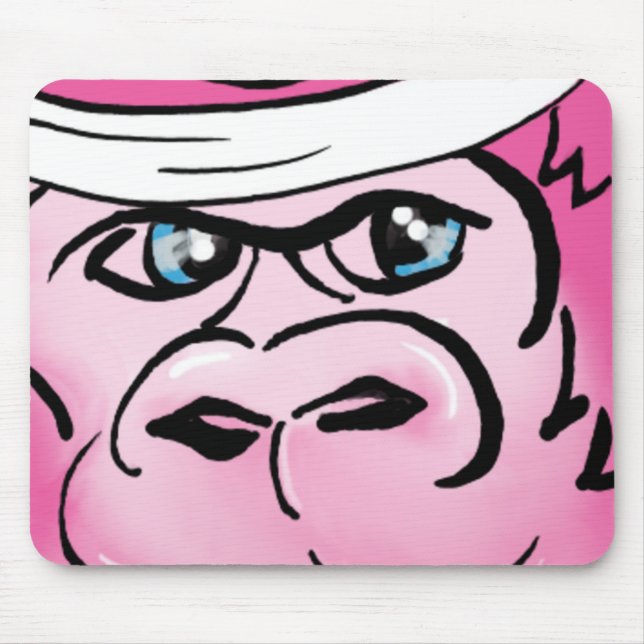 Pink Gorilla with Sweatband Mouse Pad (Front)