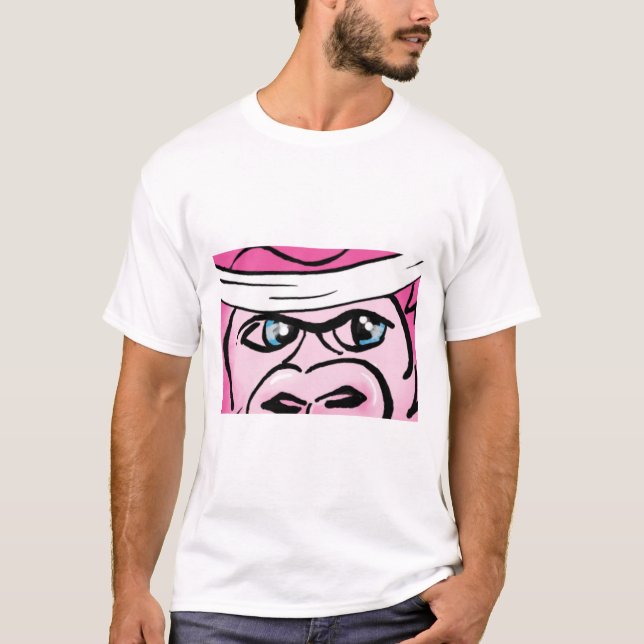 Pink Gorilla with Sweatband T-Shirt (Front)