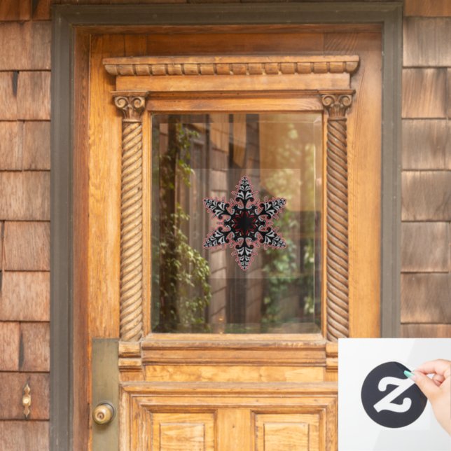 Pink Goth Filigree Snowflake Christmas or Yule (Home Door)