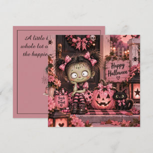 Pink Gothic Doll Halloween Card
