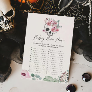 Pink Gothic Floral Skull Baby Name Race Game