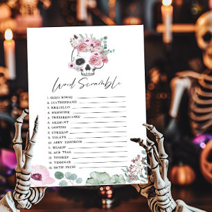 Pink Gothic Floral Skull Word Scramble Game