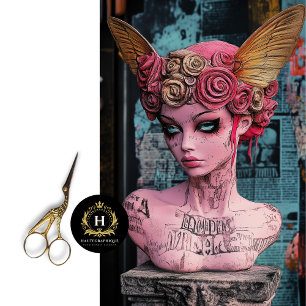  Pink Gothic Gargoyle Statue Decoupage  Tissue Paper