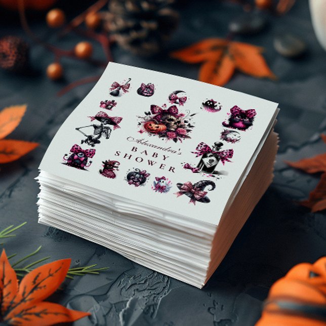 Pink Gothic Halloween Baby Shower Napkin (Creator Uploaded)