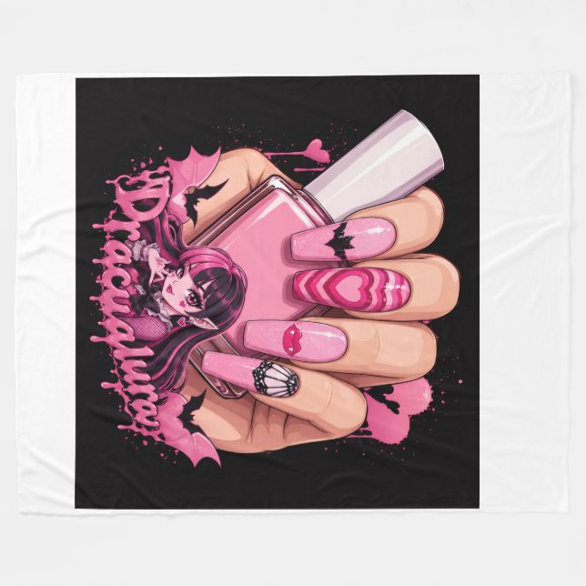 Pink Gothic Kawaii Nail Art Design Fleece Blanket (Front (Horizontal))
