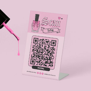 Pink Gothic Nail Salon Scan To Pay Pedestal Sign