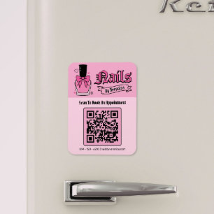 Pink Gothic Nail Technician QR Code Fridge Magnet