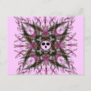 Pink Gothic Skull Fractal Postcard