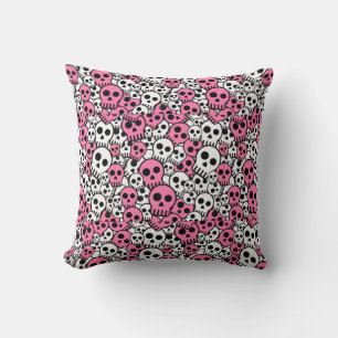 Pink Gothic Skull Pattern Print Cushion