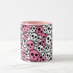 Pink Gothic Skull Pattern Print Mug