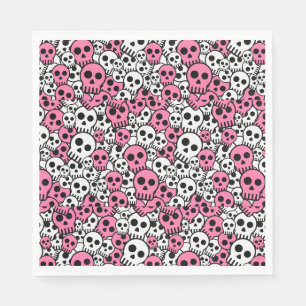 Pink Gothic Skull Pattern Print Napkin