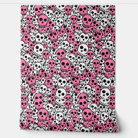 Pink Gothic Skull Pattern Print
