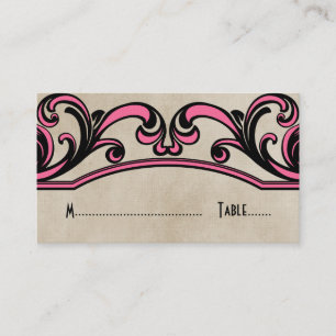 Pink Gothic Swirls Place Card