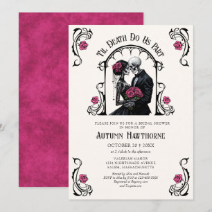 Pink Gothic Til Death Bridal Shower Invitation