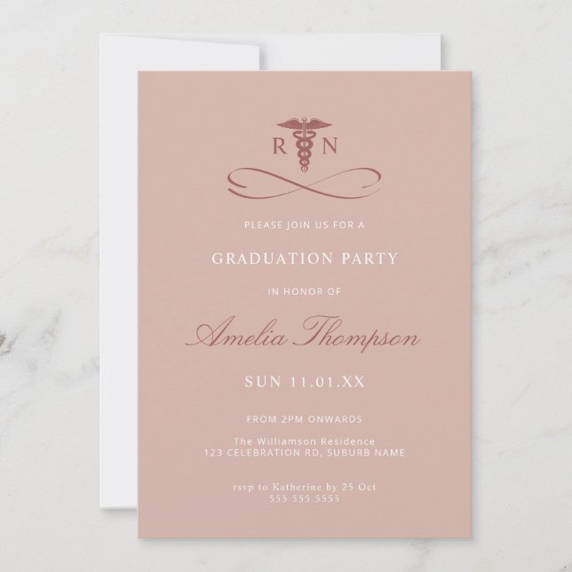 Pink Grad Party Nurse Graduation  Invitation (Front)
