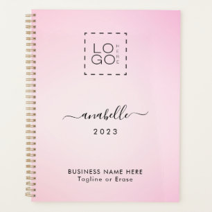 Pink Gradient Add Name Year Custom Square Logo Planner