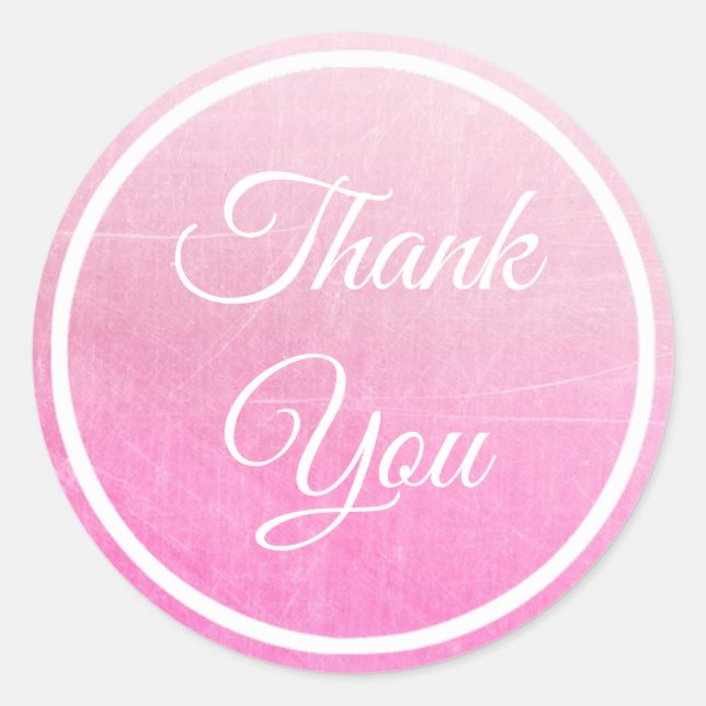 Pink Gradient and White Thank You stickers (Front)