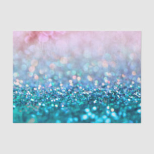 Pink Gradient Blue Teal Sparkle Trendy Glitter Tissue Paper