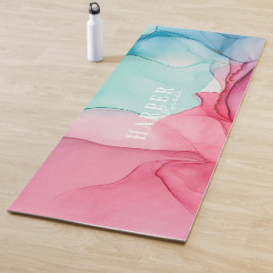 Pink Gradient Custom Name  Yoga Mat