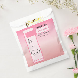 Pink Gradient Cute Eyeball Text Baby Shower Favour Bag