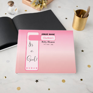 Pink Gradient Cute Eyeball Text Baby Shower Gues Guest Book