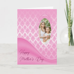 Pink Gradient Damask Photo Card 