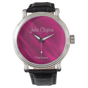 Pink gradient diagonal lines watch