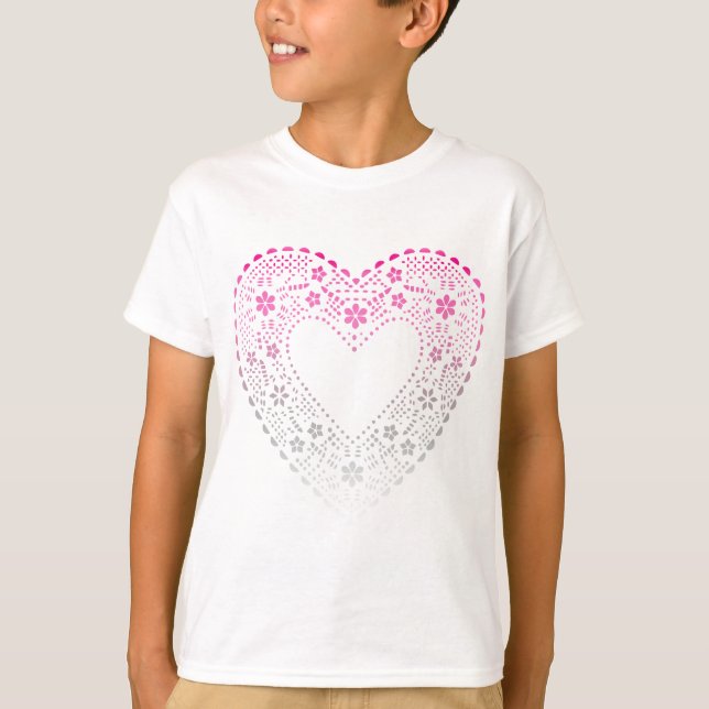 Pink Gradient Lace Heart T-Shirt (Front)