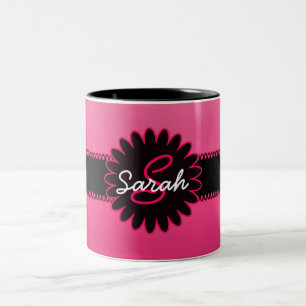 Pink Gradient Monogram Two-Tone Coffee Mug