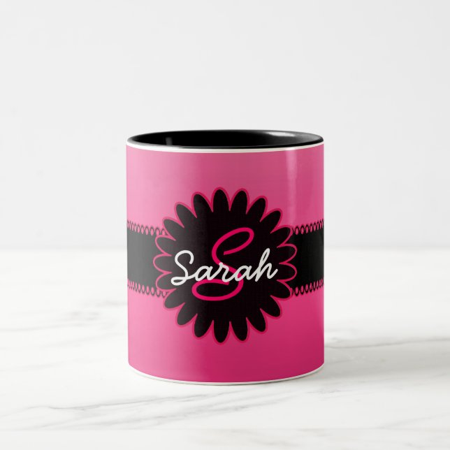 Pink Gradient Monogram Two-Tone Coffee Mug (Center)