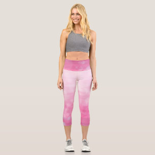 Pink Gradient Stripes Faded    Capri Leggings