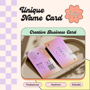 Pink Gradient Trendy Editable Business Card