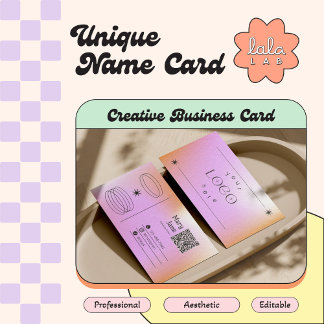 Pink Gradient Trendy Editable Business Card