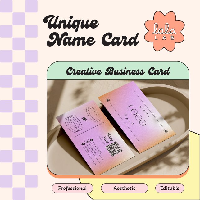 Pink Gradient Trendy Editable Business Card (Creator Uploaded)
