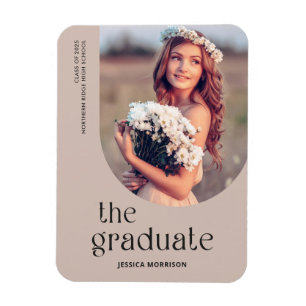Pink Graduate Minimalist Arch Grad Announcement Magnet