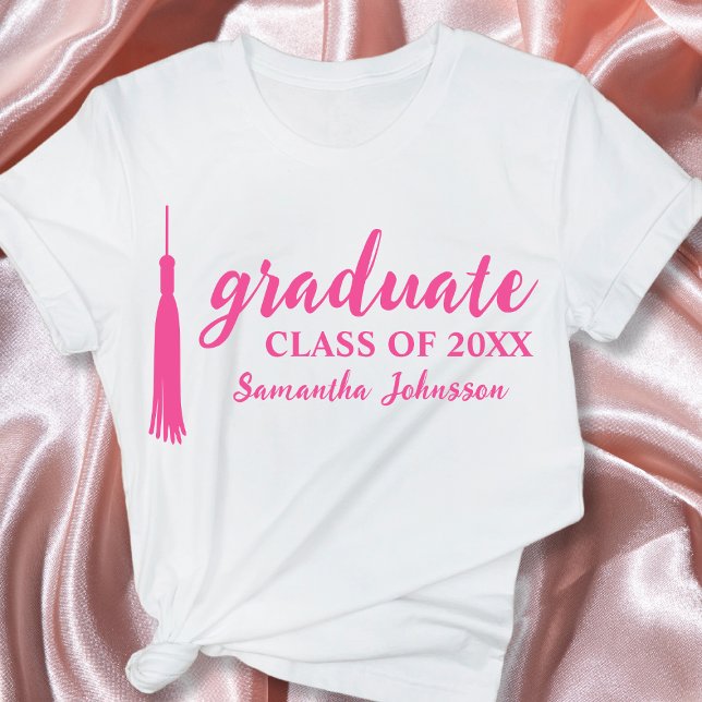 Pink Graduate Name Personalised 2024 Graduation T-Shirt (Pink Graduate Name Personalized 2024 Graduation T-Shirt)